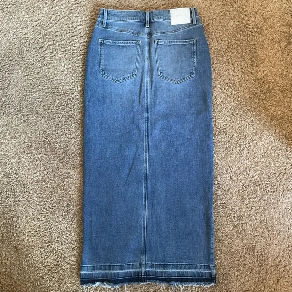 Express Denim Maxi Skirt Front Slit Jean Long Skirt High Waisted Blue Size 4 - Picture 6 of 8